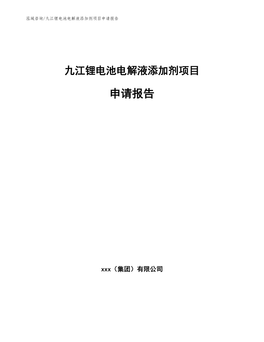 九江锂电池电解液添加剂项目申请报告（模板）_第1页