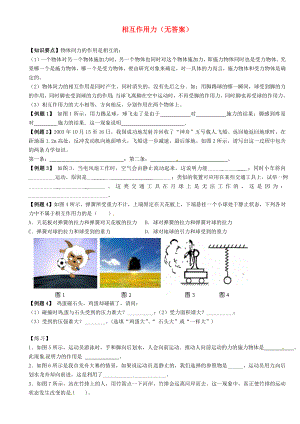 江蘇省大豐市萬盈二中2013屆中考物理總復(fù)習(xí) 相互作用力（無答案）