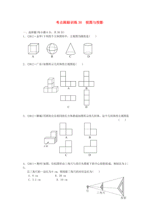 浙江省2013年中考數(shù)學(xué)一輪復(fù)習(xí) 考點(diǎn)跟蹤訓(xùn)練30 視圖與投影（無(wú)答案）