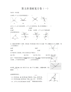 人教版七年級數(shù)學(xué)下冊第五章 相交線與平行線 基礎(chǔ)復(fù)習(xí)卷