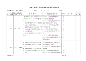 企業(yè)質(zhì)量 環(huán)境 職業(yè)健康安全一體化管理體系內(nèi)部審核檢查表