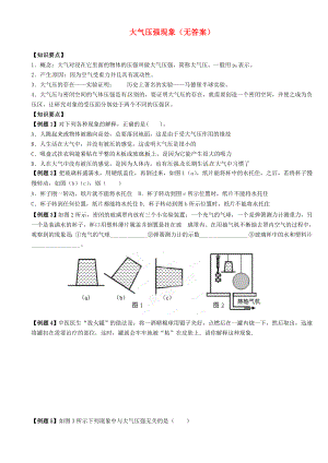 江蘇省大豐市萬(wàn)盈二中2013屆中考物理總復(fù)習(xí) 大氣壓強(qiáng)現(xiàn)象（無(wú)答案）