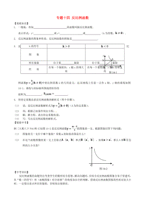 內(nèi)蒙古鄂爾多斯市東勝區(qū)培正中學(xué)2013屆中考數(shù)學(xué)專題復(fù)習(xí) 專題十四 反比例函數(shù)（無答案） 新人教版