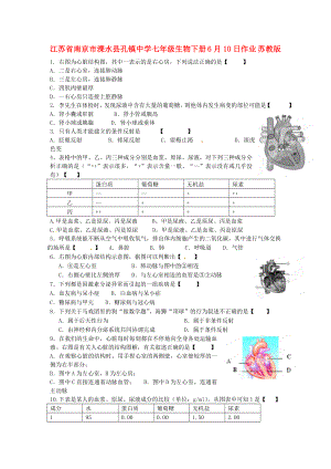 江蘇省南京市溧水縣孔鎮(zhèn)中學(xué)七年級(jí)生物下冊(cè) 6月10日作業(yè)（無答案） 蘇教版