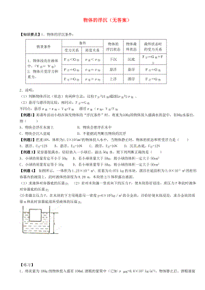 江蘇省大豐市萬(wàn)盈二中2013屆中考物理總復(fù)習(xí) 物體的浮沉（無答案）