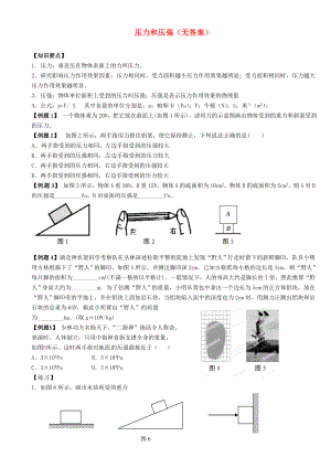 江蘇省大豐市萬盈二中2013屆中考物理總復(fù)習(xí) 壓力和壓強(qiáng)（無答案）