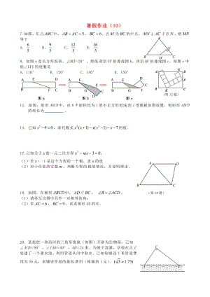 江蘇省揚(yáng)州市邗江區(qū)黃玨中學(xué)2012-2013學(xué)年八年級(jí)數(shù)學(xué) 暑假作業(yè)（10） 新人教版