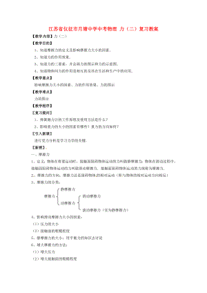 江蘇省儀征市月塘中學(xué)中考物理 力（二）復(fù)習(xí)教案