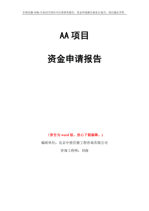 AA项目资金申请报告模板