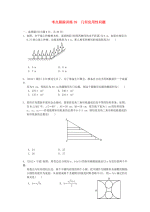 浙江省2013年中考數(shù)學(xué)一輪復(fù)習(xí) 考點跟蹤訓(xùn)練39 幾何應(yīng)用性問題（無答案）