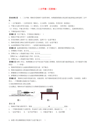 江蘇省大豐市萬(wàn)盈二中2013屆中考物理總復(fù)習(xí) 二力平衡（無(wú)答案）