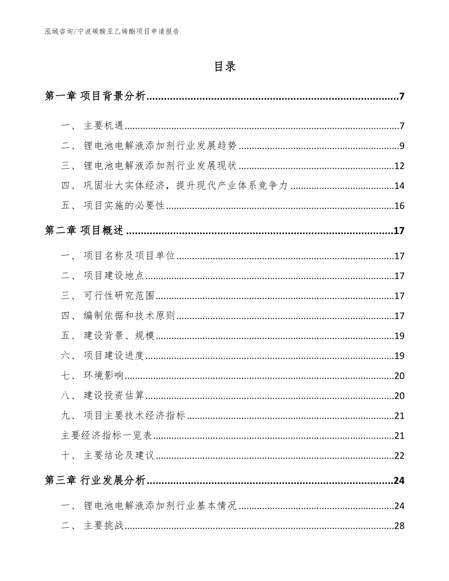 宁波碳酸亚乙烯酯项目申请报告_第1页