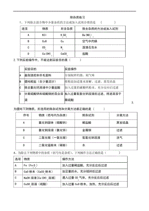 中考一輪復(fù)習(xí) 初三除雜專項練習(xí)題習(xí)題