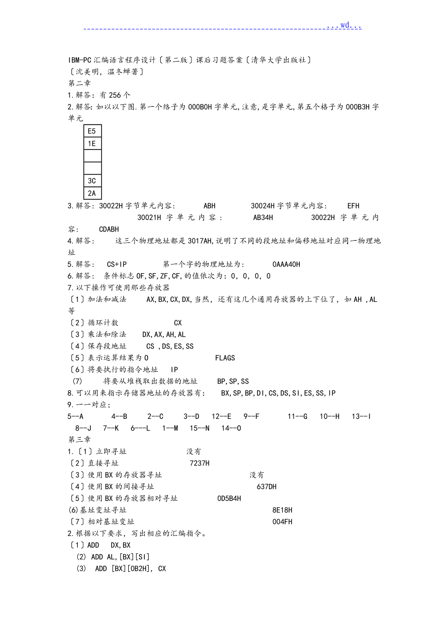 IBM_PC(汇编)语言程序设计(第二版)课后习题答案(清华大学出版社)解析_第1页