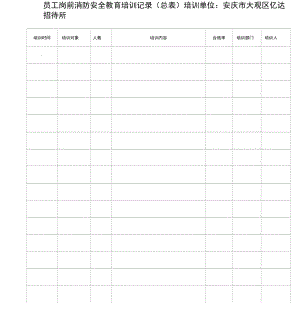 《員工崗前消防安全教育培訓(xùn)記錄》