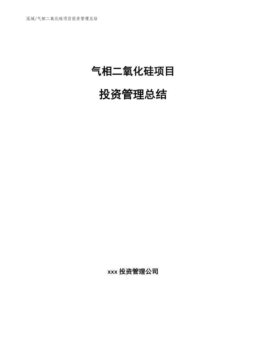 气相二氧化硅项目投资管理总结_第1页