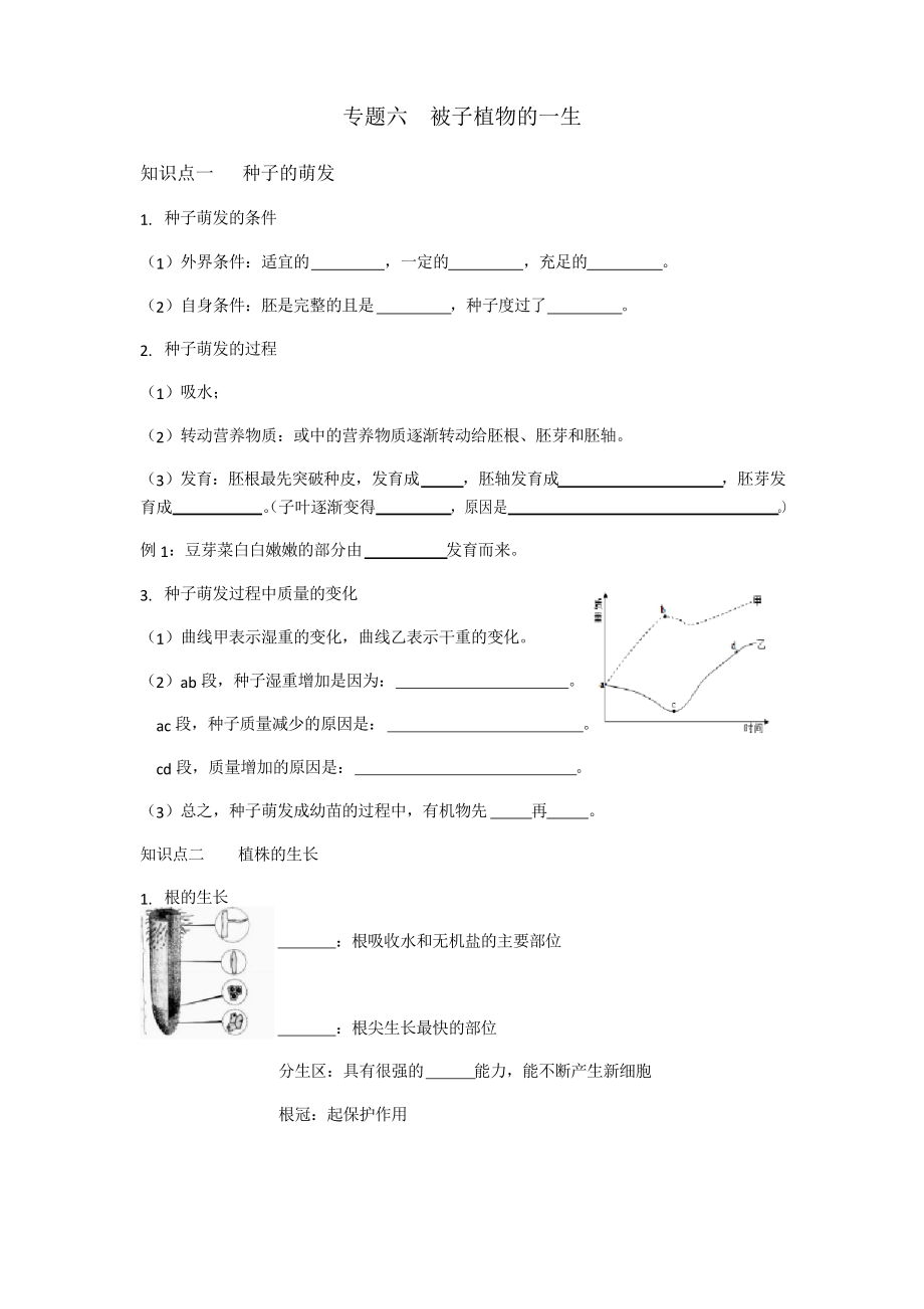 中考一輪復(fù)習(xí) 專題六被子植物的一生導(dǎo)學(xué)案設(shè)計(jì)_第1頁