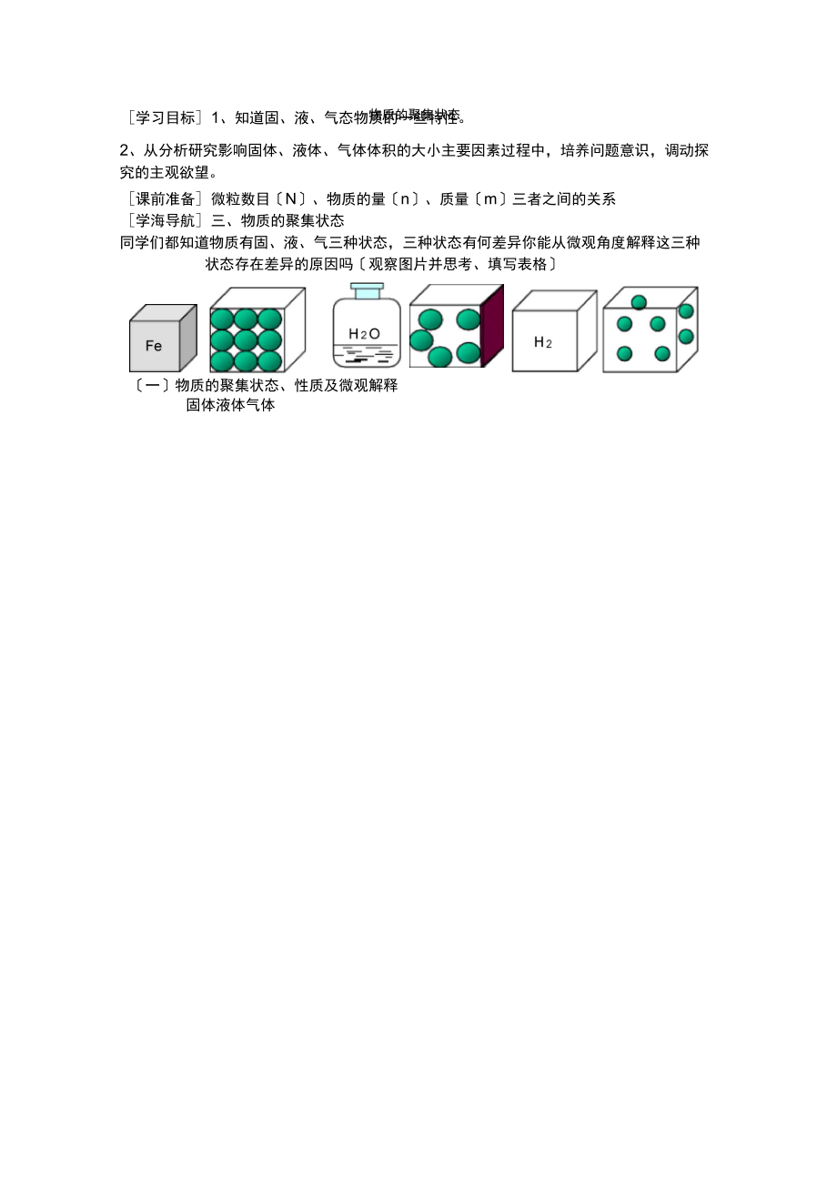 《丰富多彩的物质物质的聚集状态》学案14(苏教版必修1)_第1页