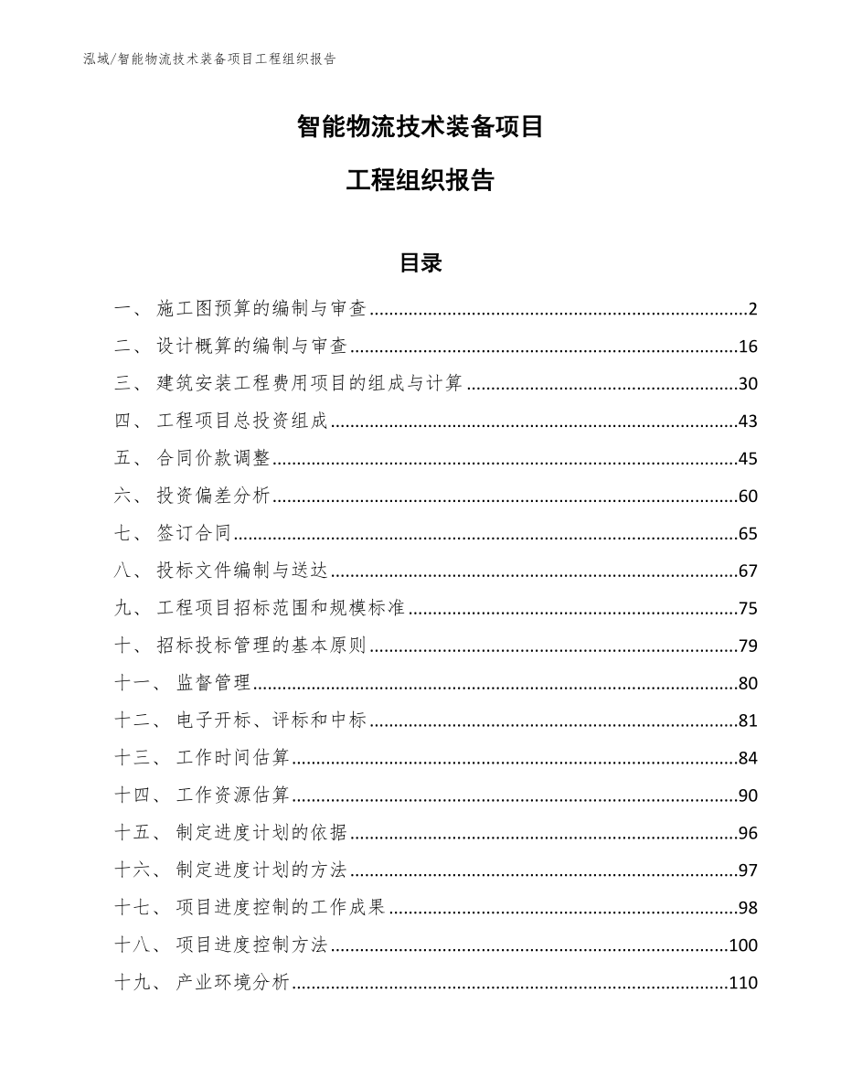 智能物流技术装备项目工程组织报告【参考】_第1页