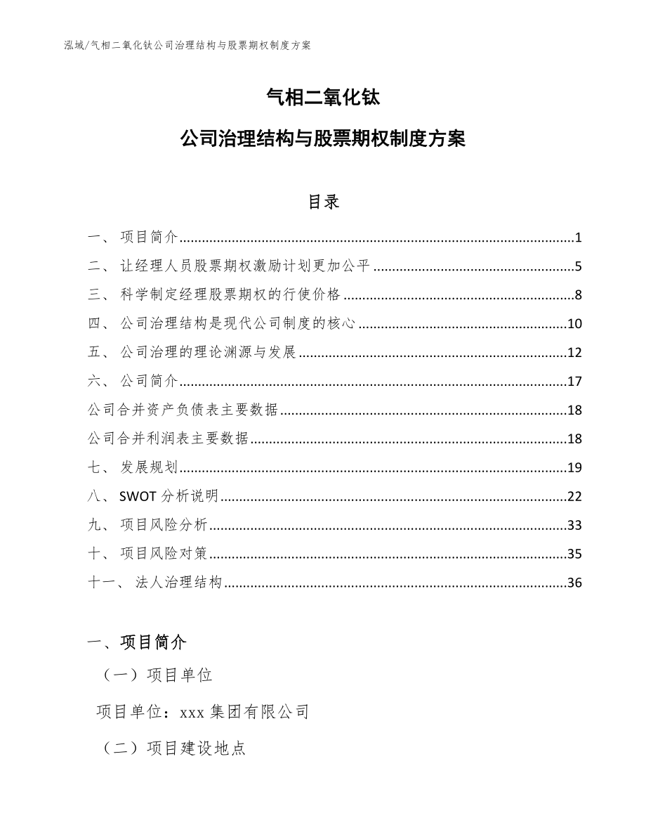 气相二氧化钛公司治理结构与股票期权制度方案【范文】_第1页