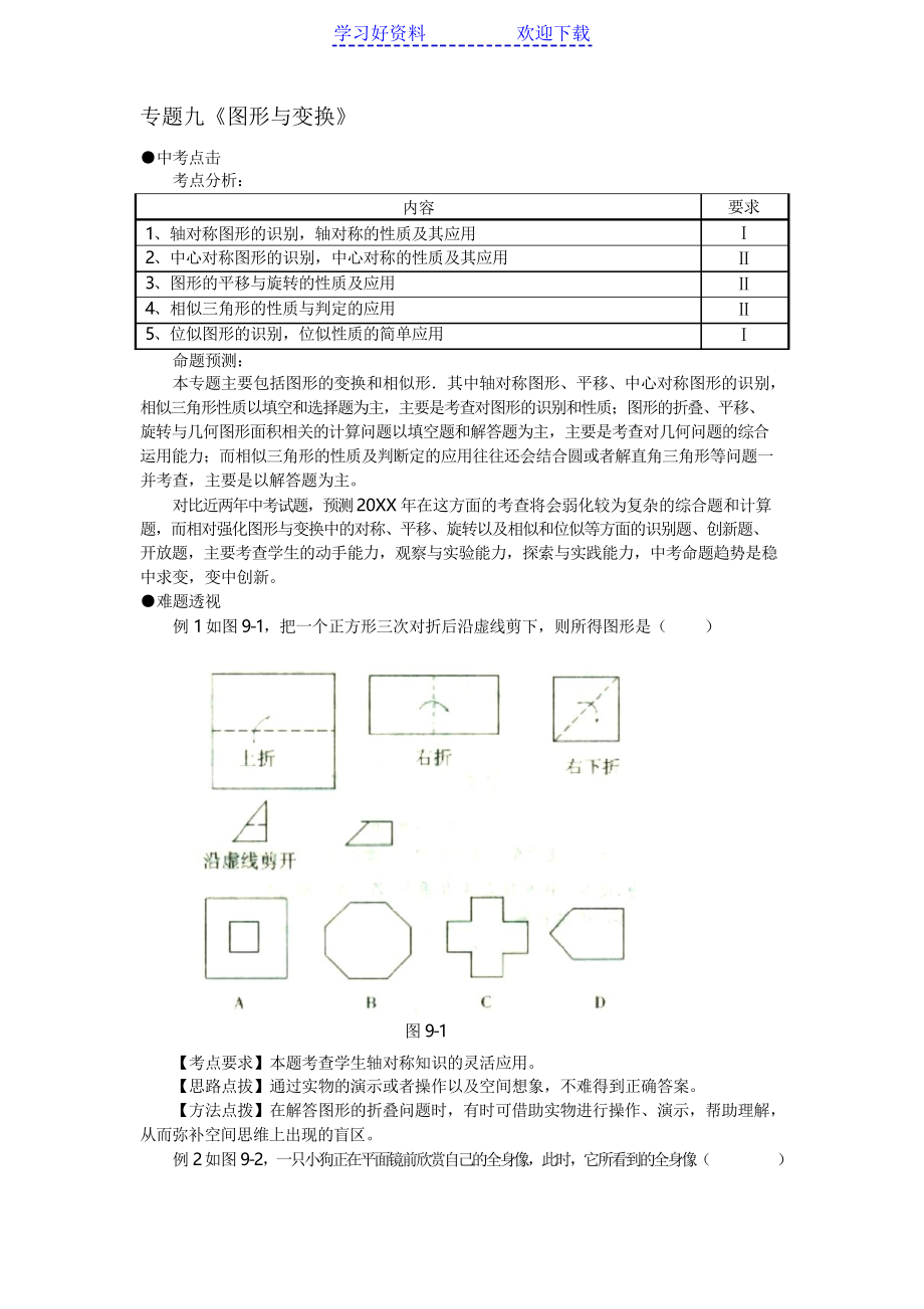 中考數(shù)學(xué)總復(fù)習(xí)專題 ,圖形與變換_第1頁