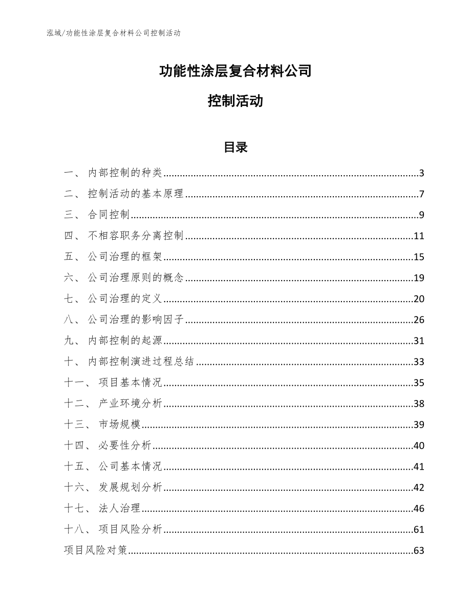 功能性涂层复合材料公司控制活动_参考_第1页