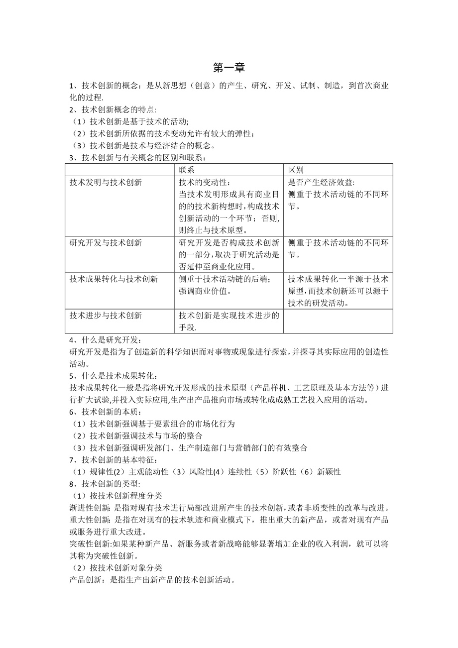 技术创新管理重要知识考点_第1页