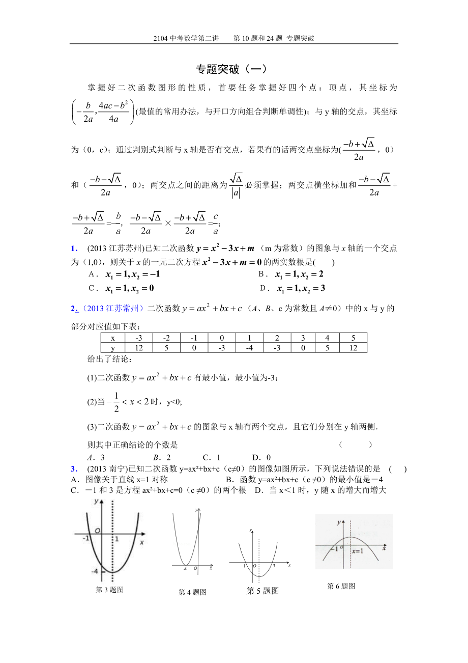 二次函数-数学专题突破_第1页