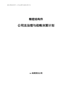 精密結(jié)構(gòu)件 公司法治理與戰(zhàn)略決策計(jì)劃_參考