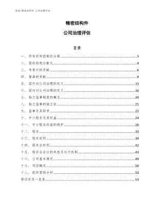 精密結構件 公司治理評估【范文】