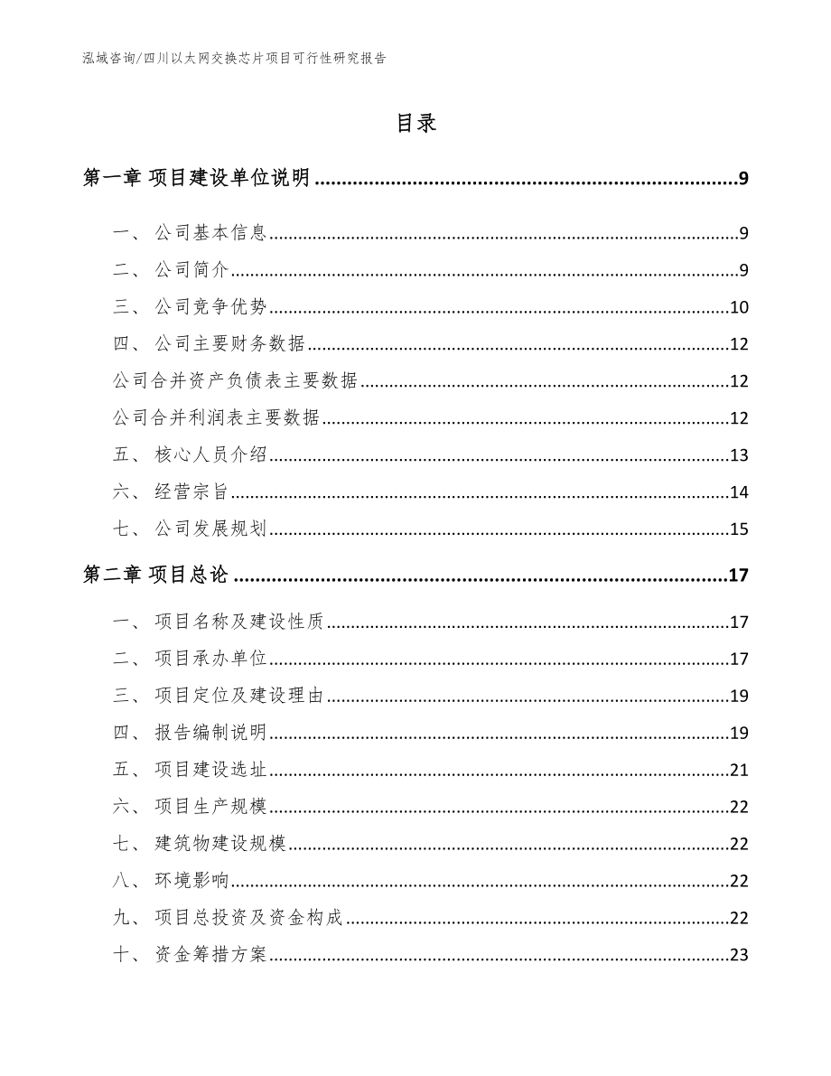 四川以太网交换芯片项目可行性研究报告（模板范文）_第1页