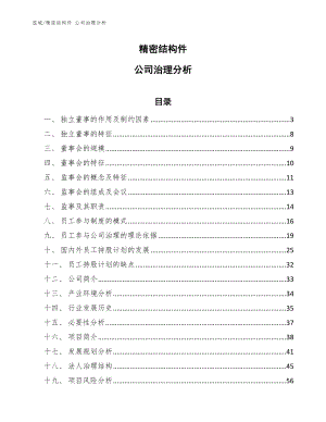 精密結(jié)構(gòu)件 公司治理分析【范文】