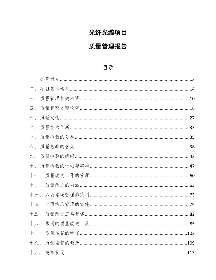 光纤光缆项目质量管理报告_第1页