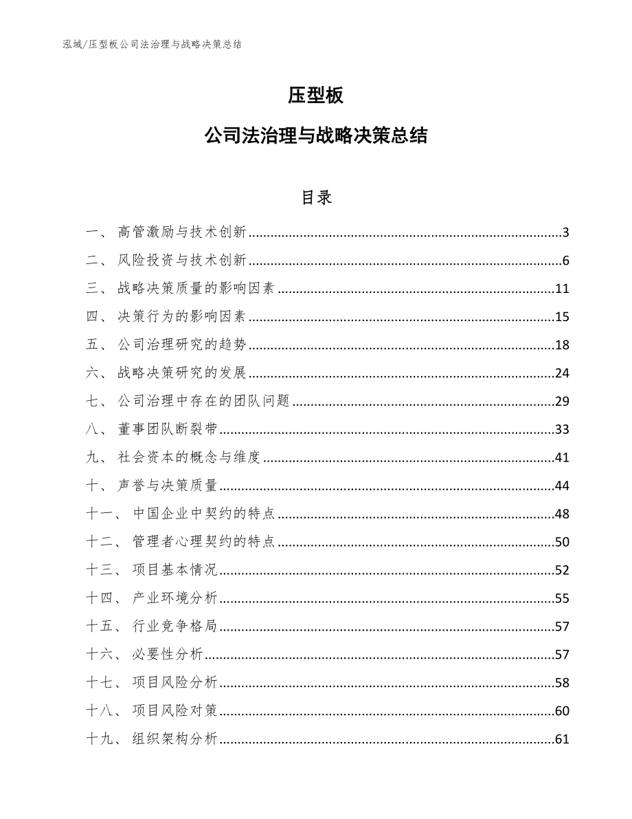 压型板公司法治理与战略决策总结（范文）_第1页