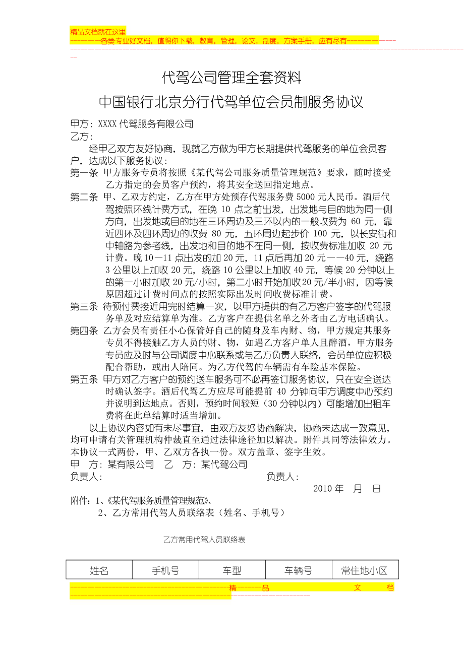 代駕軟件 代駕公司管理全套資料,服務(wù)協(xié)議,收費標(biāo)準(zhǔn),合同文本,質(zhì)量管理規(guī)范,代駕服務(wù)流程等_第1頁