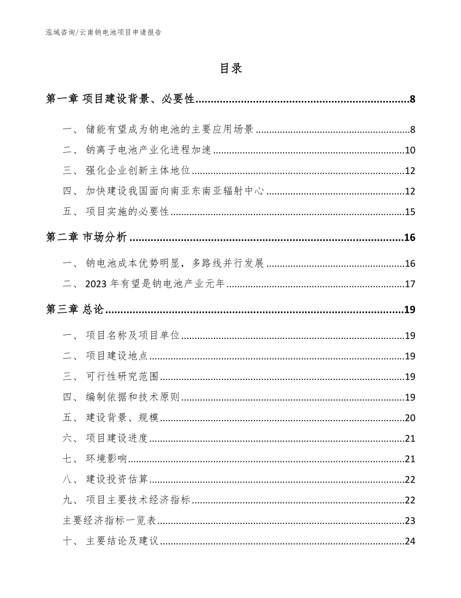 云南钠电池项目申请报告（模板参考）_第1页