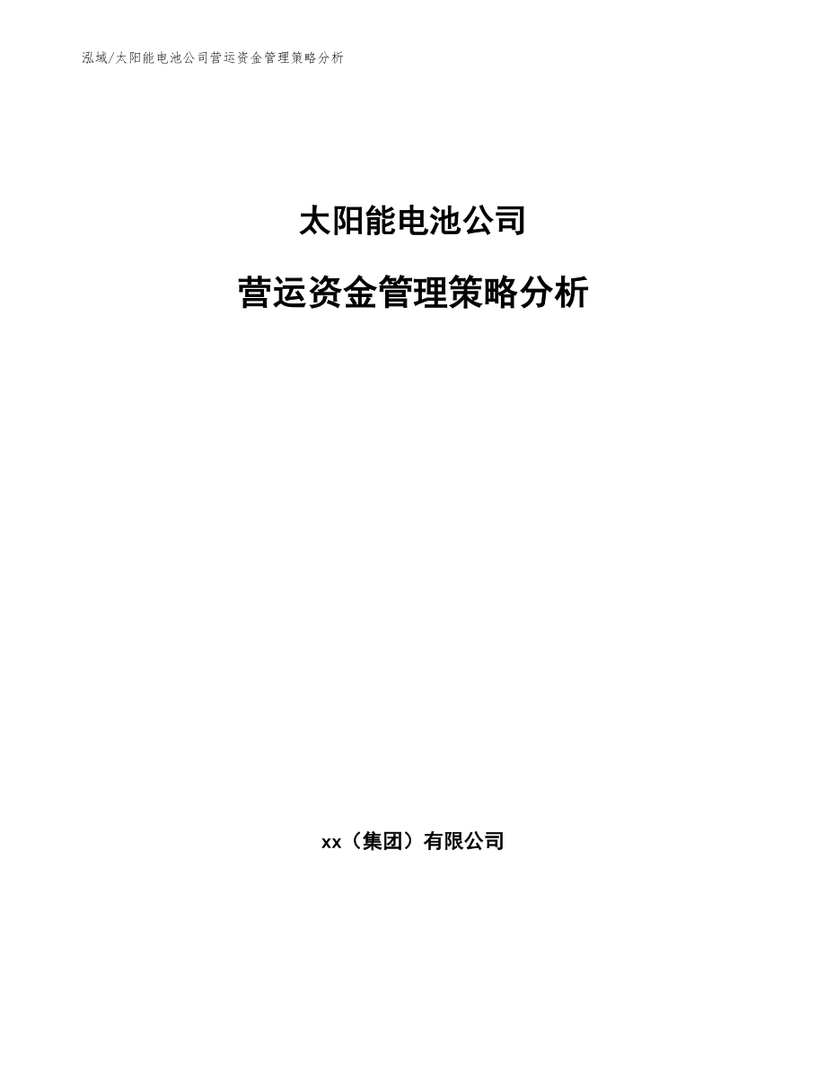 太阳能电池公司营运资金管理策略分析【范文】_第1页