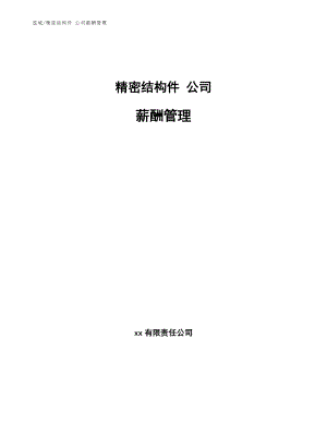 精密結(jié)構(gòu)件 公司薪酬管理