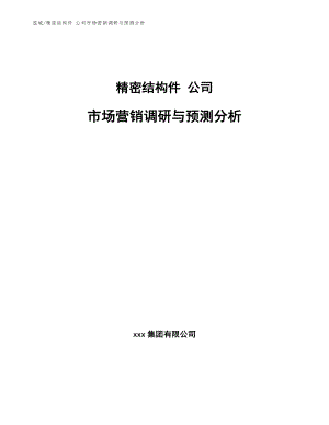 精密結(jié)構(gòu)件 公司市場(chǎng)營(yíng)銷(xiāo)調(diào)研與預(yù)測(cè)分析