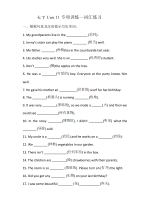 人教版七年級英語下冊Unit 11 專項(xiàng)練習(xí)題 詞匯練習(xí)題