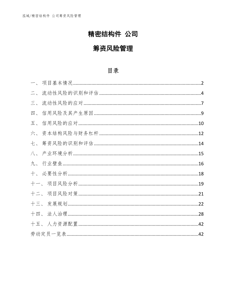 精密結(jié)構(gòu)件 公司籌資風(fēng)險管理（參考）_第1頁