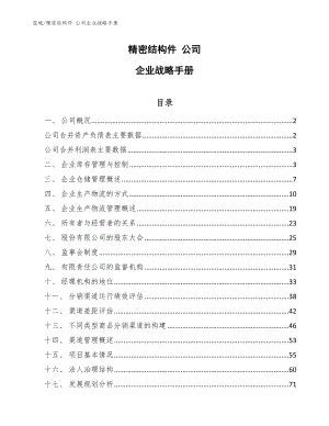 精密結(jié)構(gòu)件 公司企業(yè)戰(zhàn)略手冊【參考】