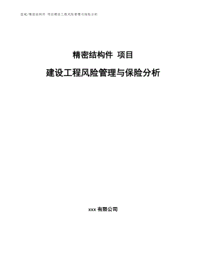 精密結構件 項目建設工程風險管理與保險分析