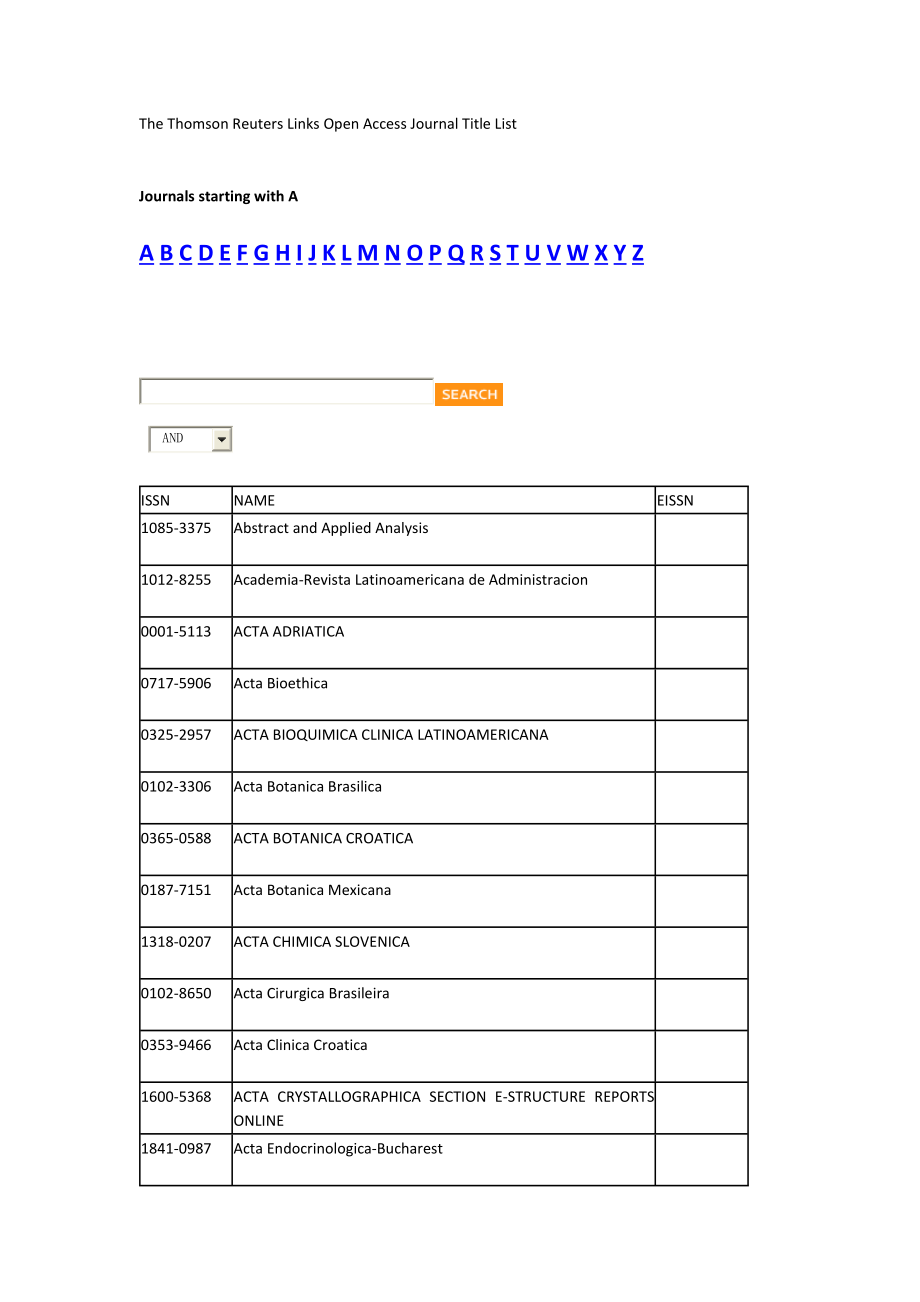2014年SCI以及SSCI收录的Open-Access-Journal(开源)刊物清单_第1页