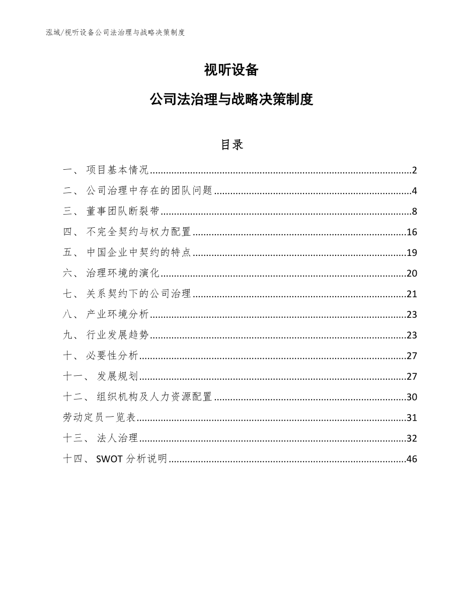 视听设备公司法治理与战略决策制度（参考）_第1页