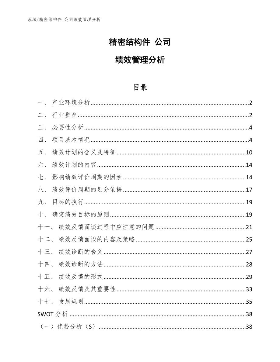 精密結(jié)構(gòu)件 公司績效管理分析_第1頁