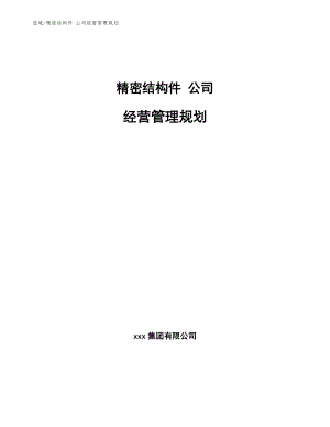 精密結(jié)構(gòu)件 公司經(jīng)營(yíng)管理規(guī)劃_參考