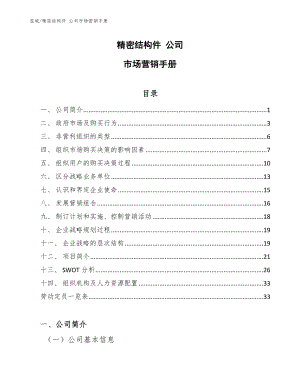 精密結構件 公司市場營銷手冊（范文）