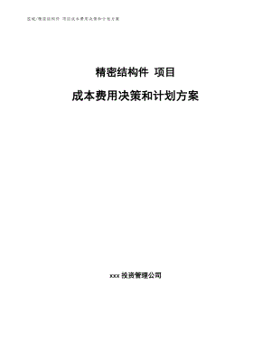 精密結(jié)構(gòu)件 項(xiàng)目成本費(fèi)用決策和計(jì)劃方案【范文】