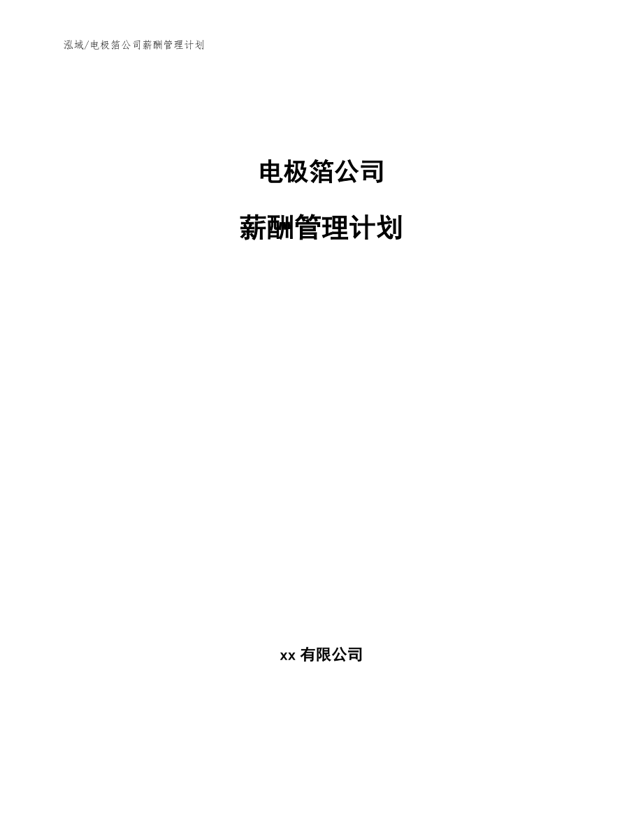 电极箔公司薪酬管理计划【参考】_第1页